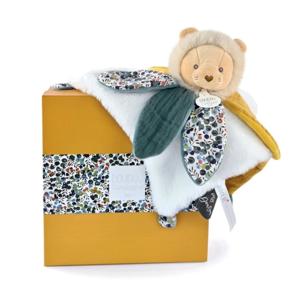 DouDou Et Compagnie Paris Plush Lion Security Blanket Baby Toy in Gift Box